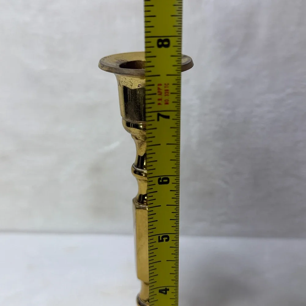 VTG Baldwin ? Solid Brass Candlestick Holder Octagonal‎ Base Heavy Weighted